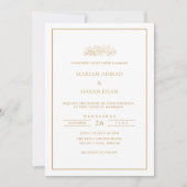 Minimal Formal Script Gold Frame Muslim Wedding 招待状 (正面)