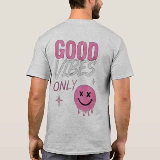 Minimal Front Logo Back Print T-Shirt | Good Vibes Tシャツ (裏面)