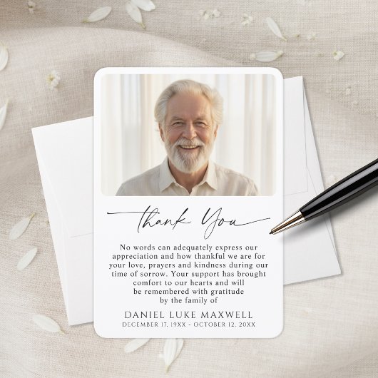 Minimal Funeral Memorial Photo Script Thank You サンキューカード