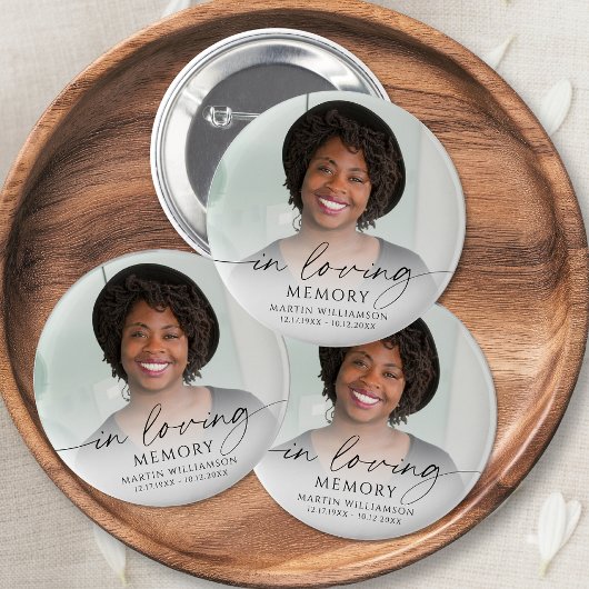 Minimal Funeral Photo In Loving Memory Memorial 缶バッジ