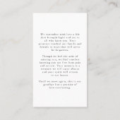 Minimal Funeral Photo In Loving Memory Prayer Card 名刺 (裏面)