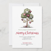 Minimal Funny Christmas Tree Watercolor Design シーズンカード (正面)