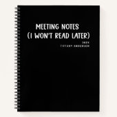 Minimal Funny Coworker Meetings Office Name Year ノートブック (正面)