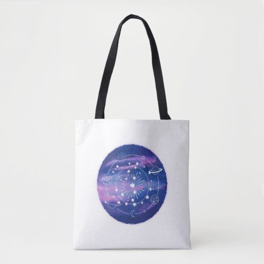 Minimal Galaxy Moon Design | Cosmic Aesthetic Art トートバッグ (正面)