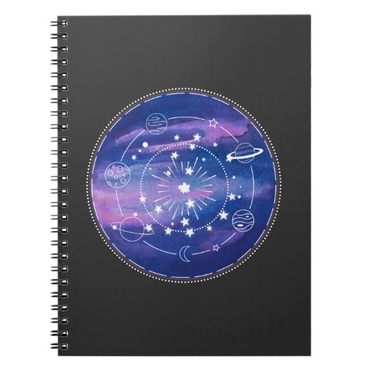 Minimal Galaxy Moon Design | Cosmic Aesthetic Art ノートブック (正面)