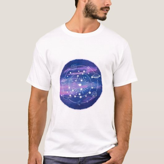 Minimal Galaxy Moon Design | Cosmic Aesthetic Art Tシャツ (正面)