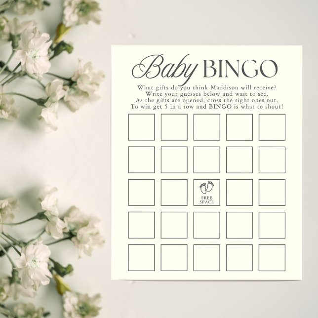 Minimal Gender Neutral Baby Shower Bingo Game (クリエイターアップロード済み)