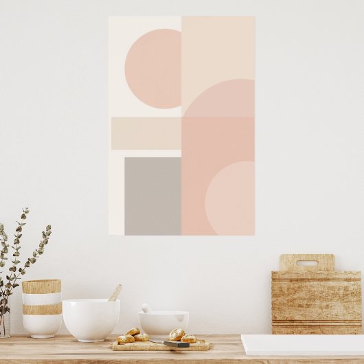 Minimal Geometric Balance Abstract ポスター (キッチン)