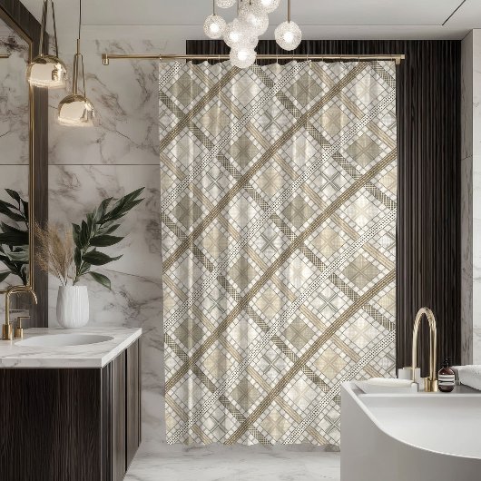 Minimal Geometric Curtain Subtle Pastel Design シャワーカーテン