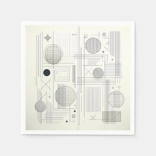 Minimal Geometric Line Art スタンダードカクテルナプキン (正面)