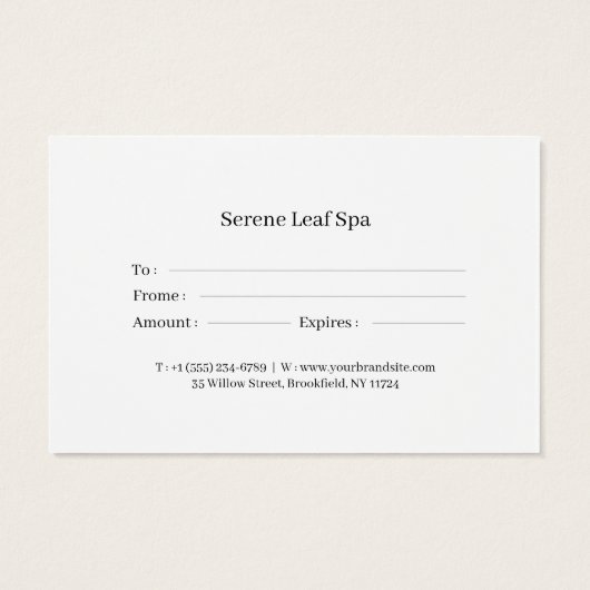 Minimal Gift Certificate Card for Small Businesses (裏面)