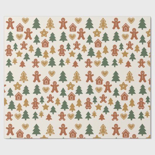 Minimal Gingerbread Pattern ラッピングペーパー (フラット)