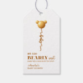 Minimal Gold Bear Balloon Bearly Wait Tag ギフトタグ (正面)