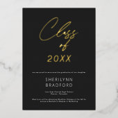 Minimal Gold Black & White Graduation Announcement 箔招待状 (正面)