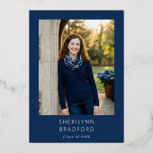 Minimal Gold Blue & White Graduation Announcement 箔招待状 (裏面)