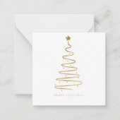 Minimal Gold Christmas Tree Corporate Holiday ノートカード (正面)