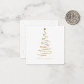 Minimal Gold Christmas Tree Corporate Holiday ノートカード (正面/裏面インサイチュ)