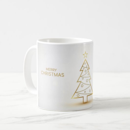 Minimal Gold Christmas Tree Mug コーヒーマグカップ (正面左)
