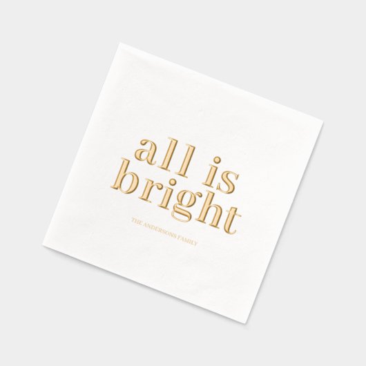 Minimal Gold Foil “All Is Bright”  箔ナプキン (左)