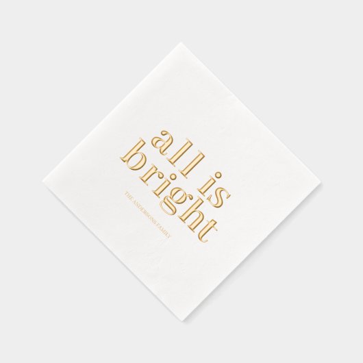 Minimal Gold Foil “All Is Bright”  箔ナプキン (右)