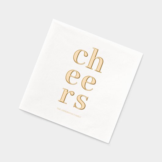 Minimal Gold Foil “Cheers” Cocktail 箔ナプキン (左)
