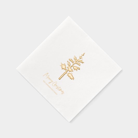Minimal Gold Foil Christmas Tree Personalized 箔ナプキン (右)