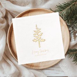 Minimal Gold Foil Christmas Tree Personalized 箔ナプキン
