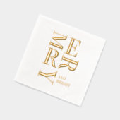 Minimal Gold Foil “Merry and Bright” Christmas  箔ナプキン (左)