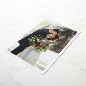 Minimal Gold Foil Typography Married Bright Photo 箔シーズンカード (回転した状態)