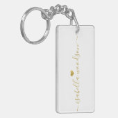Minimal Gold Heart Script Signature Name  キーホルダー (正面左)