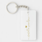 Minimal Gold Heart Script Signature Name  キーホルダー (正面)