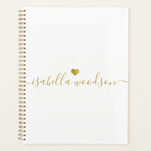 Minimal Gold Heart Script Signature Name  プランナー手帳 (正面)