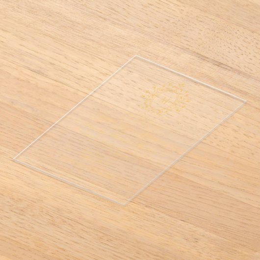 Minimal Gold Monogram Acrylic Wedding Invitation アクリル招待状 (レイダウン)