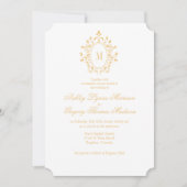 Minimal Gold Monogram Wedding Invitation 招待状 (正面)