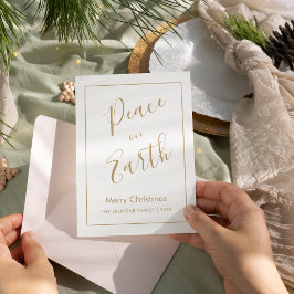 Minimal|Gold Peace on Earth Christmas Card 招待状