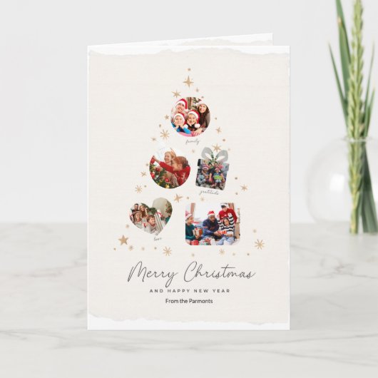 Minimal Gold Photo Christmas Card シーズンカード (正面)
