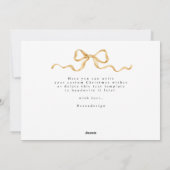 Minimal Gold Ribbon Three Photo Christmas Greeting シーズンカード (裏面)