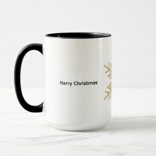 “Minimal Gold Snowflake Christmas Mug | Eleg 15 oz マグカップ (左)