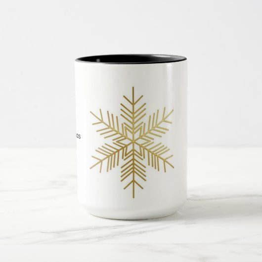 “Minimal Gold Snowflake Christmas Mug | Eleg 15 oz マグカップ (中央)