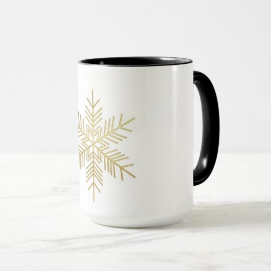 “Minimal Gold Snowflake Christmas Mug | Eleg 15 oz マグカップ (正面右)