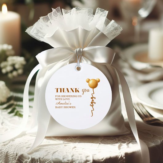 Minimal Gold Teddy Balloon Thank You フェイバータグ