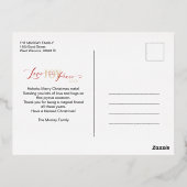 Minimal Golden Love Joy Peace Christmas Family Pic 箔シーズンポストカード (裏面)