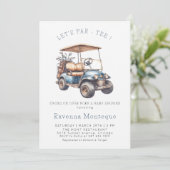 Minimal Golf Cart Lets Par Tee Baby Shower  招待状 (スタンド正面)