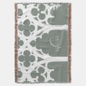 Minimal Gothic Window Calligraphy Rustic Sage スローブランケット (正面縦)