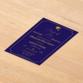 Minimal Grad Party Blue Acrylic Invitation アクリル招待状 (レイダウン)