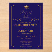 Minimal Grad Party Blue Acrylic Invitation アクリル招待状 (正面)
