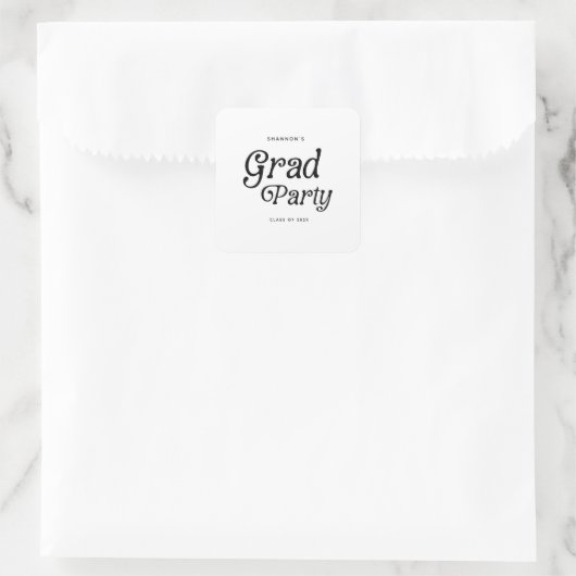 Minimal Grad Party Retro Graduation スクエアシール (バッグ)