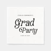 Minimal Grad Party Retro Graduation スタンダードカクテルナプキン (正面)