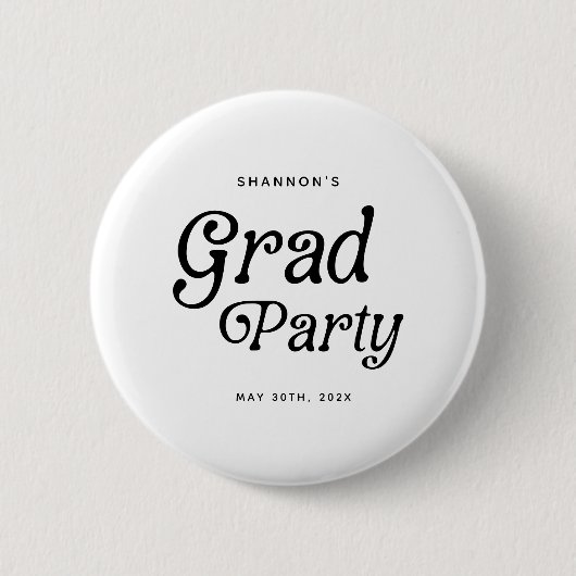 Minimal Grad Party Retro Graduation 缶バッジ (正面)