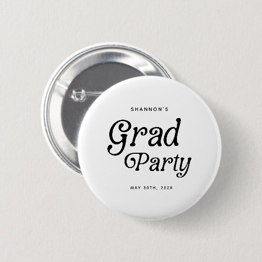 Minimal Grad Party Retro Graduation 缶バッジ (正面&裏面)